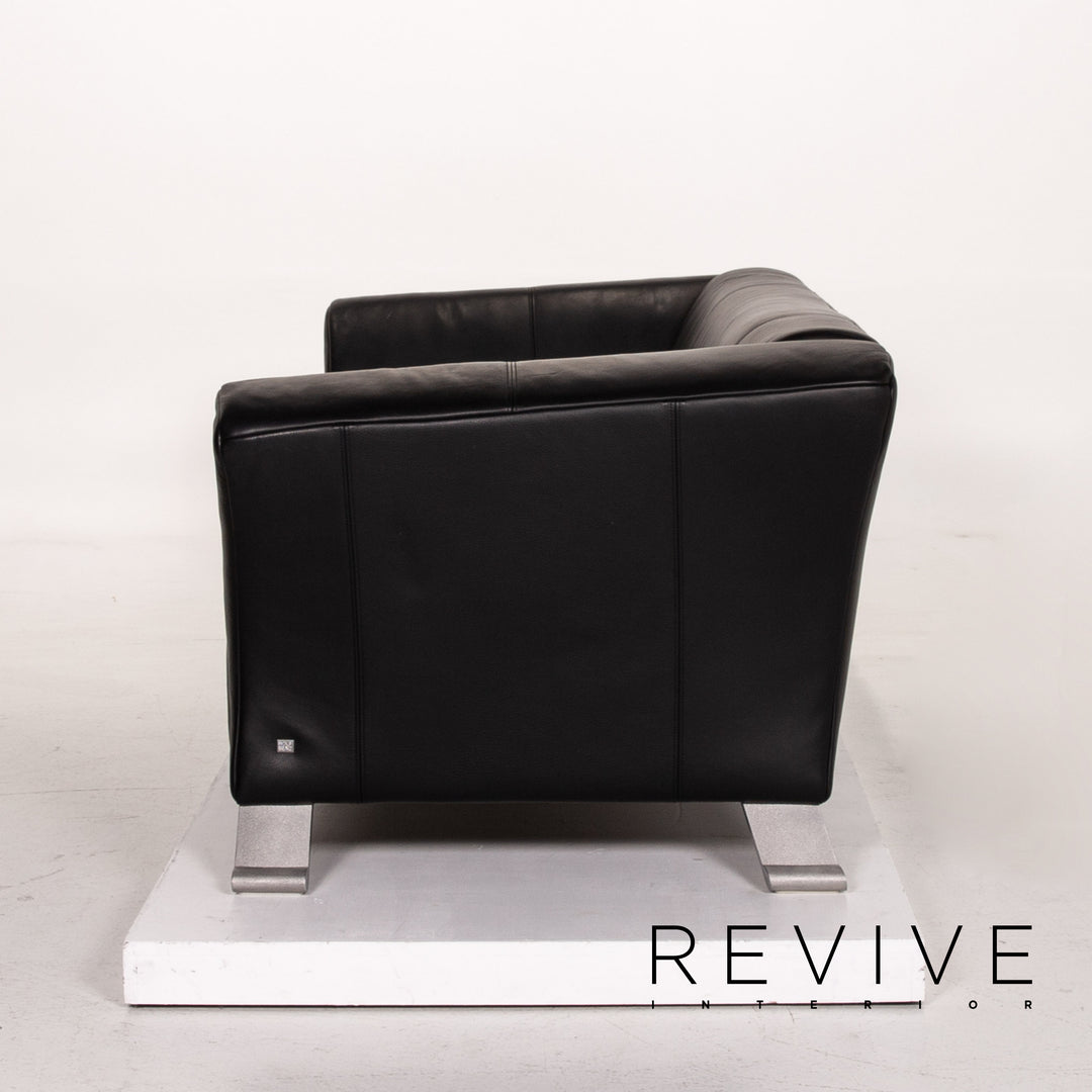 Rolf Benz 322 leather sofa black three-seater couch #14609