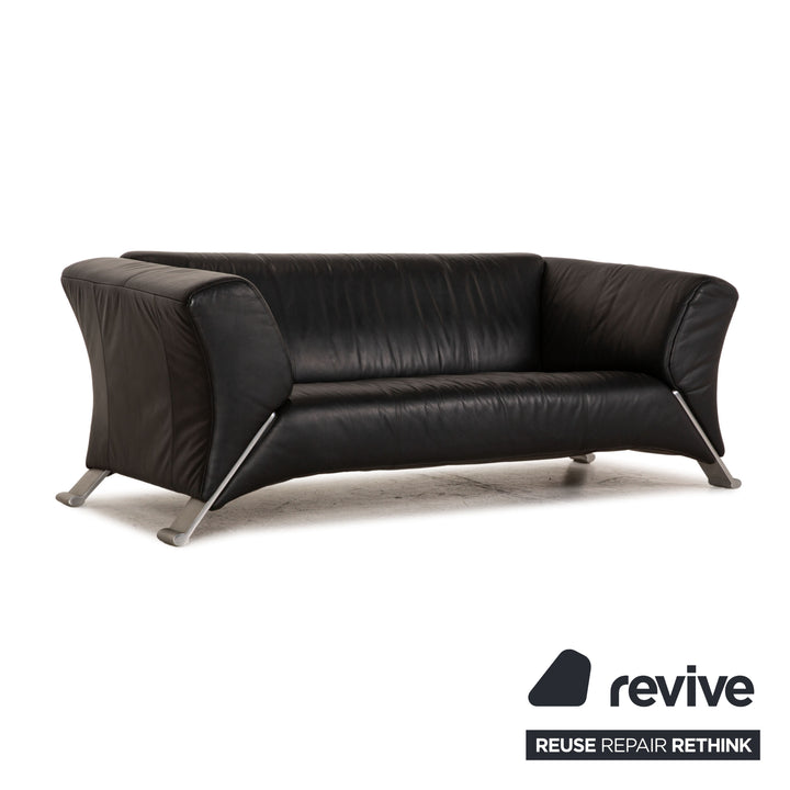 Rolf Benz 322 Leder Sofa Schwarz Zweisitzer Couch