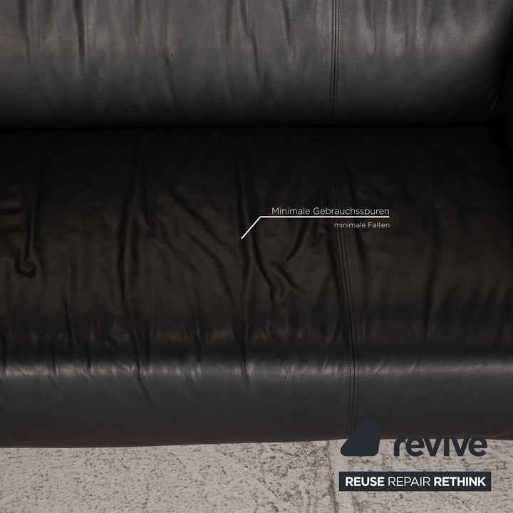 Rolf Benz 322 Leder Sofa Schwarz Zweisitzer Couch
