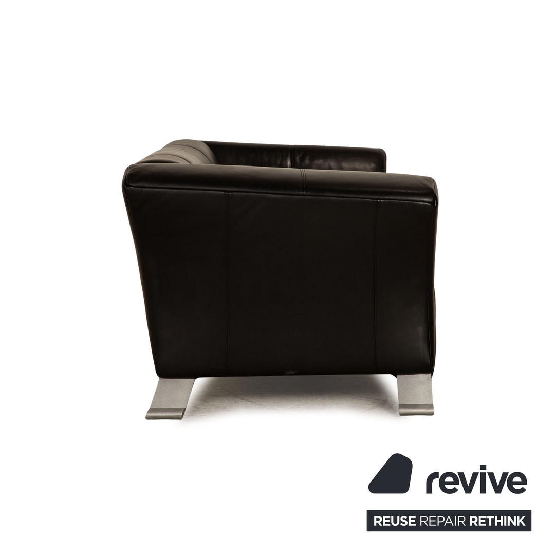 Rolf Benz 322 Leder Sofa Schwarz Dreisitzer Couch