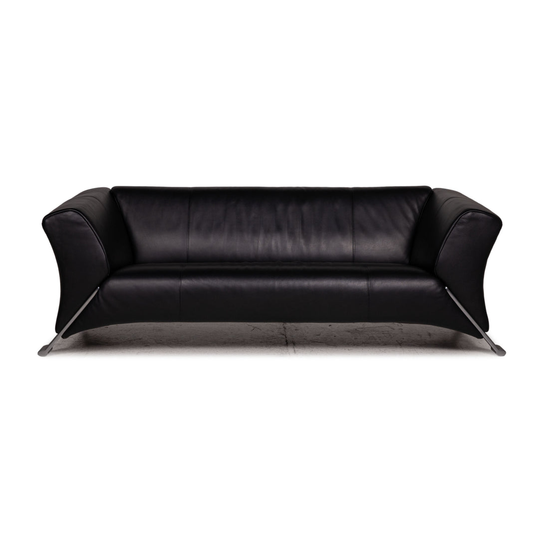 Rolf Benz 322 Leder Sofa Schwarz Dreisitzer Couch