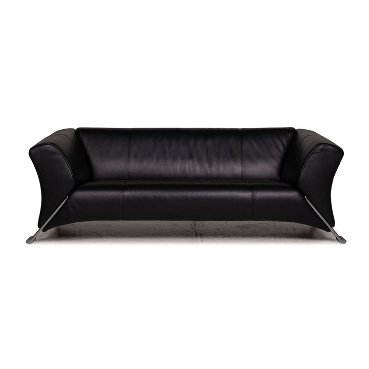 Rolf Benz 322 Leder Sofa Schwarz Dreisitzer Couch