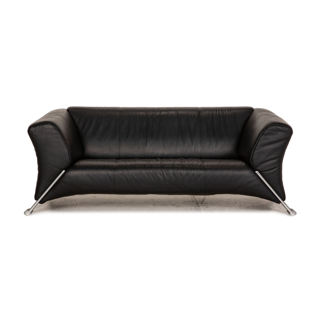 Rolf Benz 322 Leder Sofa Schwarz Zweisitzer Couch
