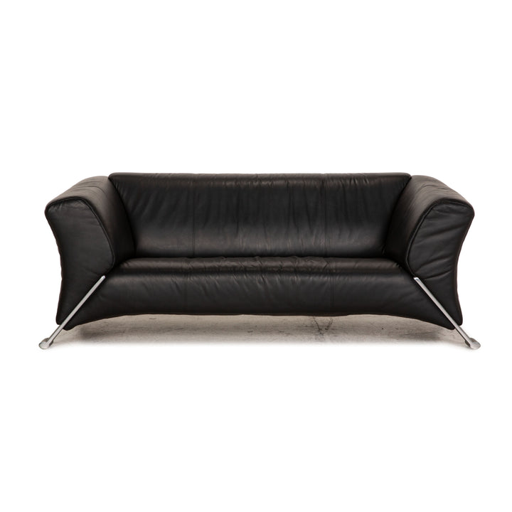 Rolf Benz 322 Leder Sofa Schwarz Zweisitzer Couch