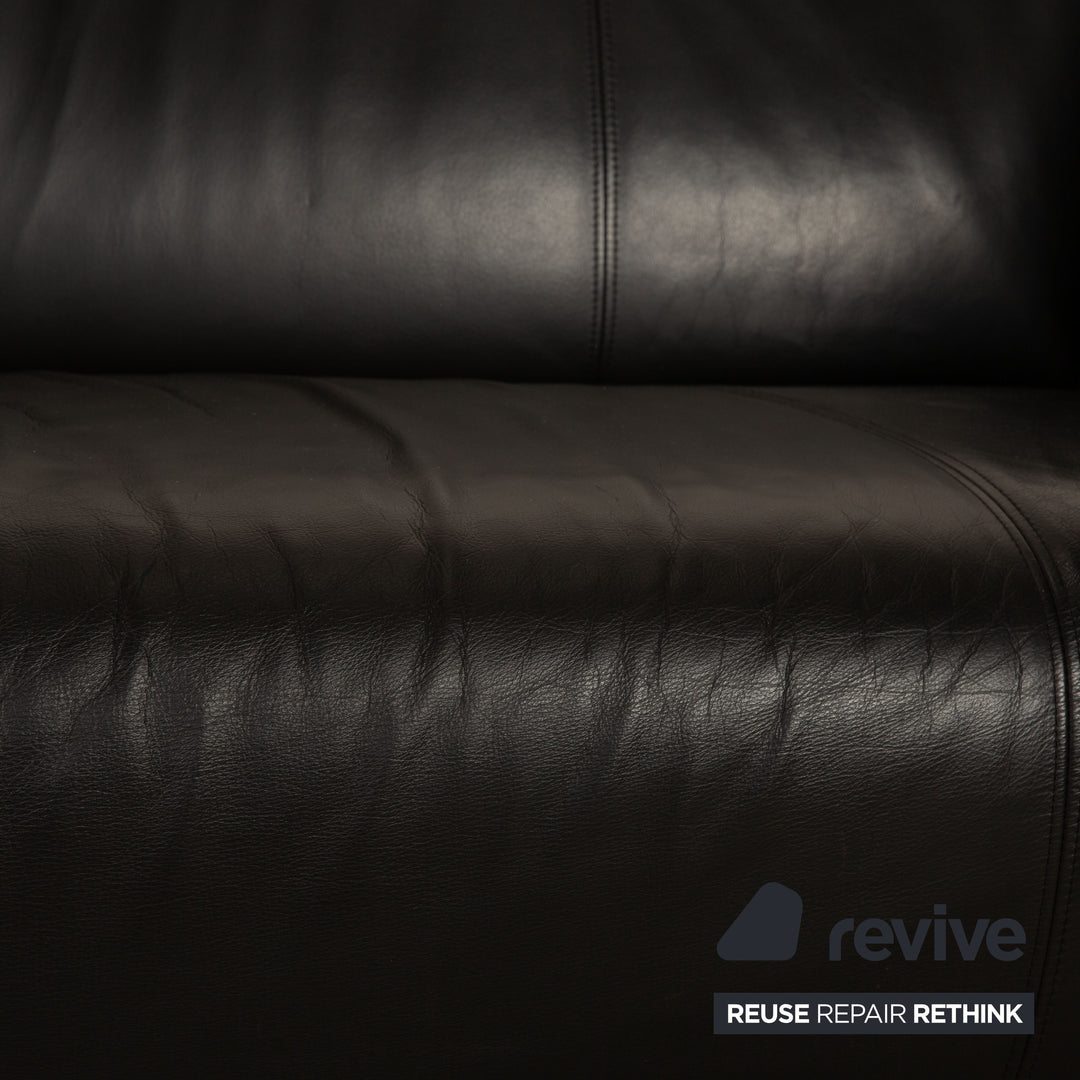 Rolf Benz 322 Leder Sofa Schwarz Dreisitzer Couch