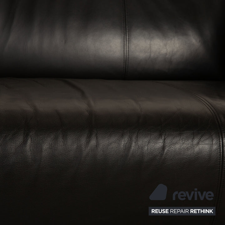 Rolf Benz 322 Leder Sofa Schwarz Dreisitzer Couch