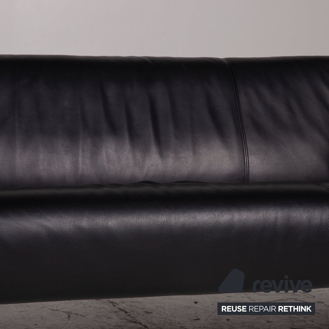 Rolf Benz 322 Leder Sofa Schwarz Dreisitzer Couch