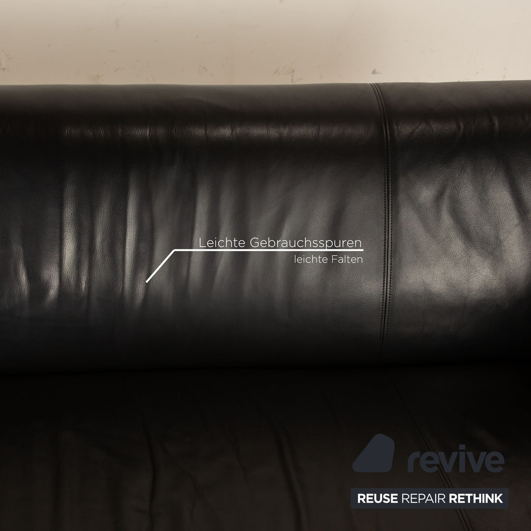 Rolf Benz 322 Leder Sofa Schwarz Dreisitzer Couch