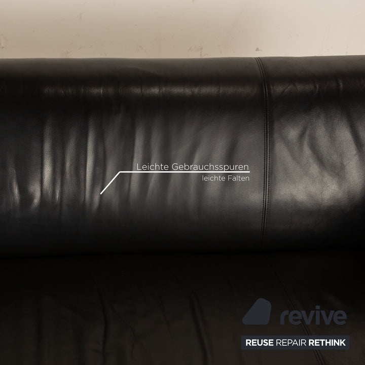 Rolf Benz 322 Leder Sofa Schwarz Dreisitzer Couch