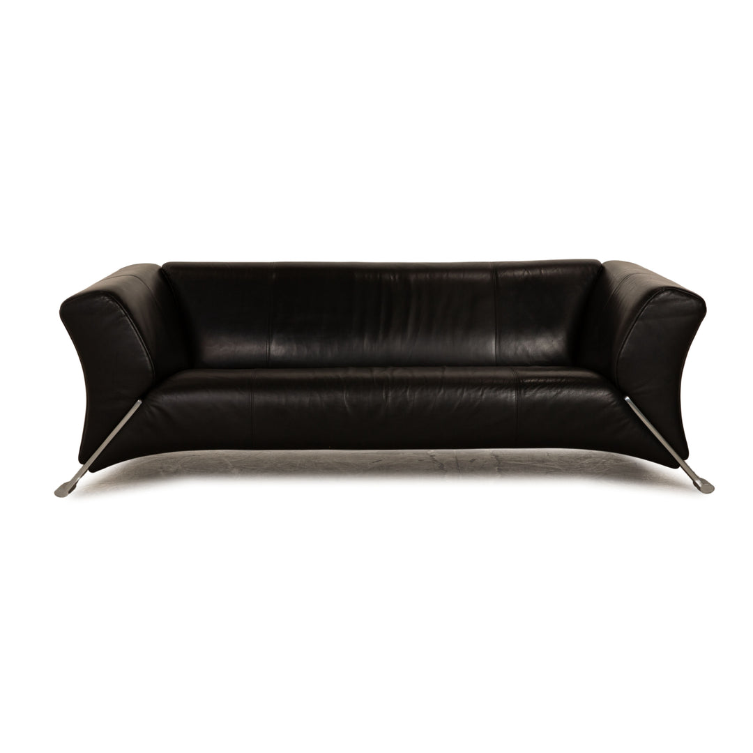 Rolf Benz 322 Leder Sofa Schwarz Dreisitzer Couch
