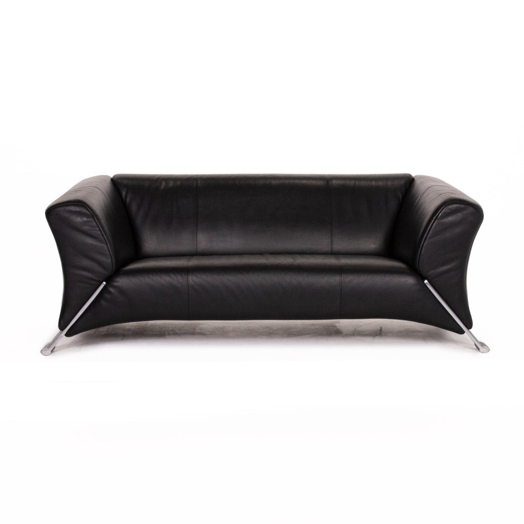 Rolf Benz 322 Leder Sofa Schwarz Zweisitzer Couch #13705