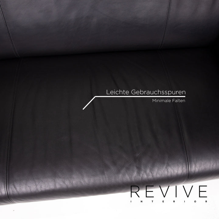 Rolf Benz 322 Leder Sofa Schwarz Zweisitzer Couch #13705