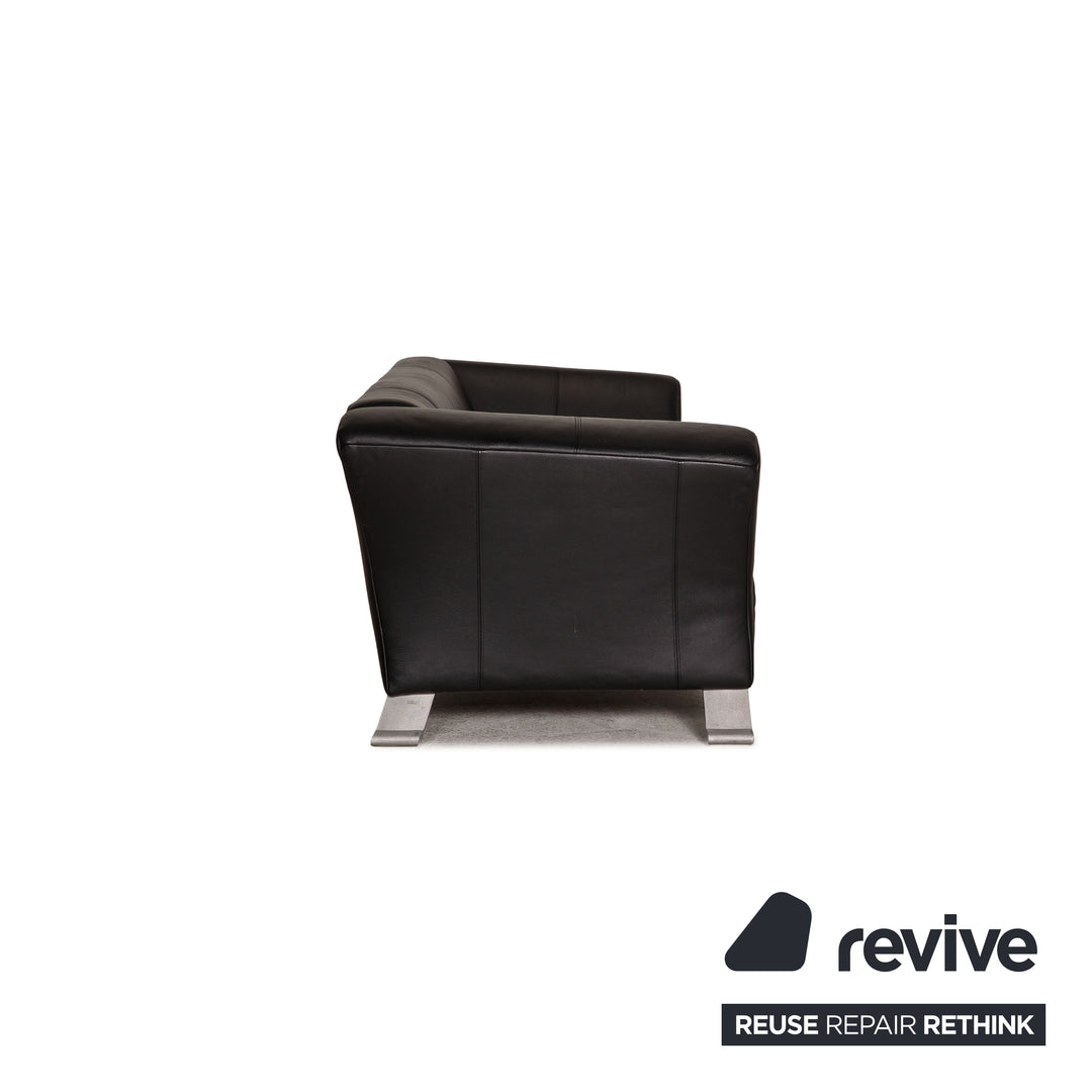 Rolf Benz 322 leather sofa black two-seater couch