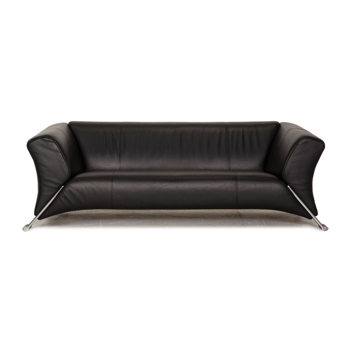 Rolf Benz 322 leather sofa black two-seater couch