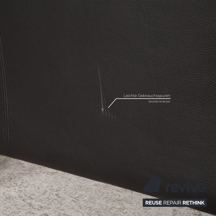 Rolf Benz 322 leather sofa black two-seater couch