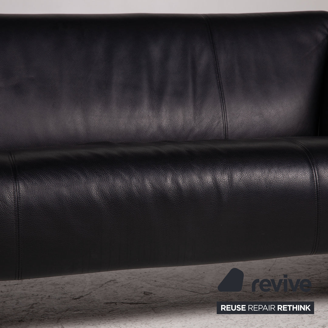 Rolf Benz 322 leather sofa black two-seater couch