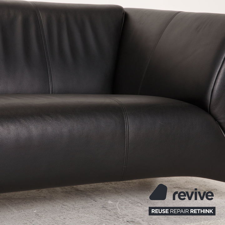Rolf Benz 322 leather sofa black two-seater couch