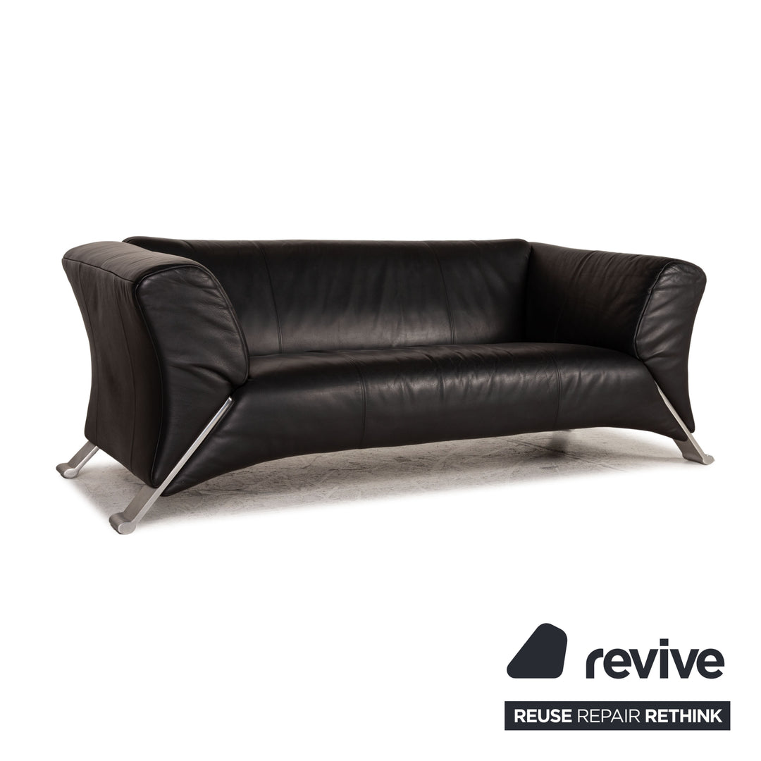 Rolf Benz 322 Leder Sofa Schwarz Zweisitzer Couch