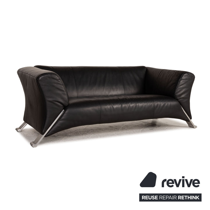 Rolf Benz 322 Leder Sofa Schwarz Zweisitzer Couch