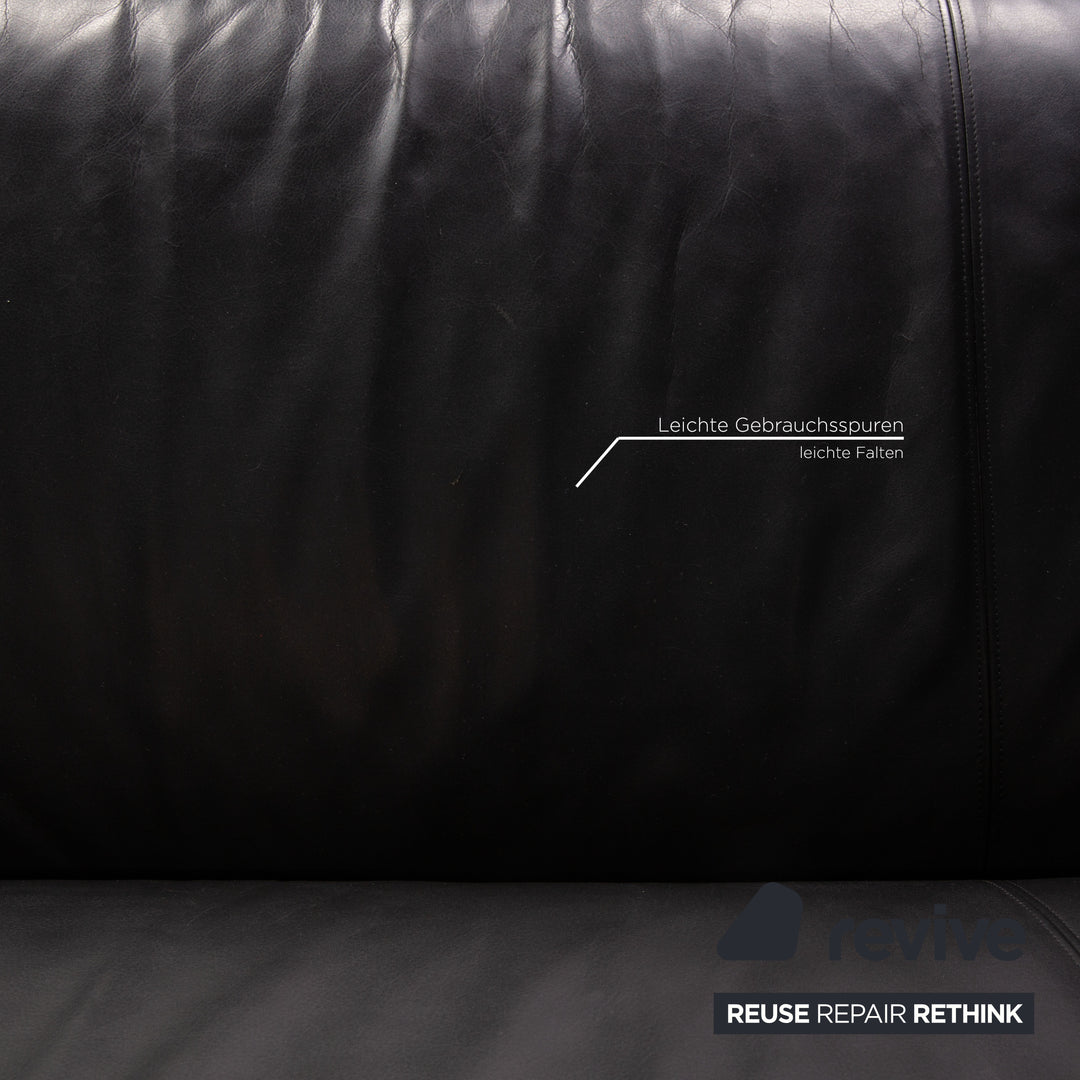 Rolf Benz 322 Leder Sofa Schwarz Zweisitzer Couch