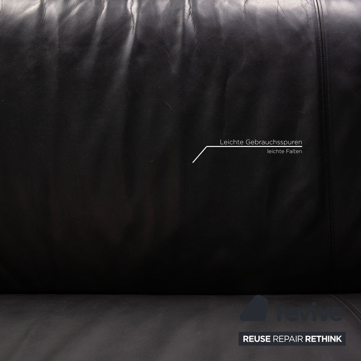 Rolf Benz 322 Leder Sofa Schwarz Zweisitzer Couch