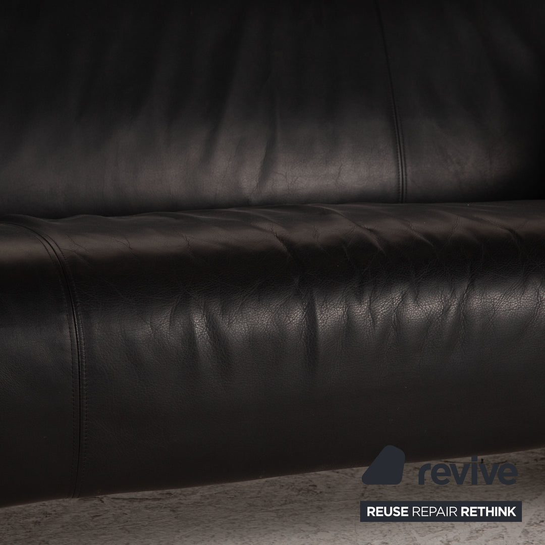 Rolf Benz 322 Leder Sofa Schwarz Zweisitzer Couch