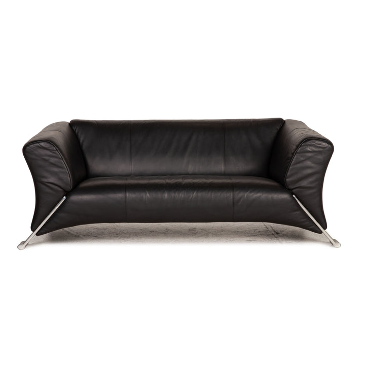 Rolf Benz 322 Leder Sofa Schwarz Zweisitzer Couch
