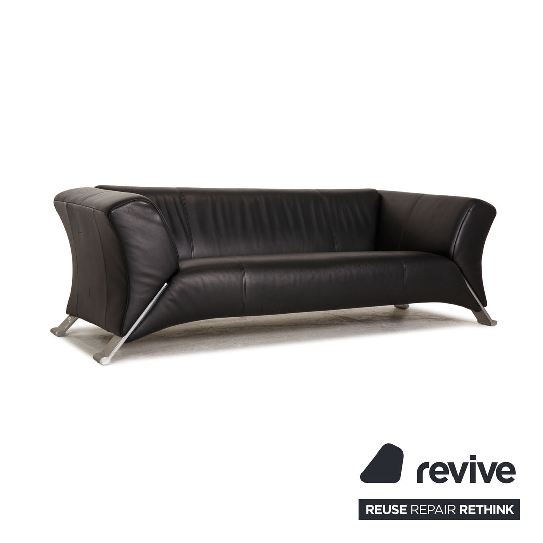 Rolf Benz 322 leather sofa black two-seater couch