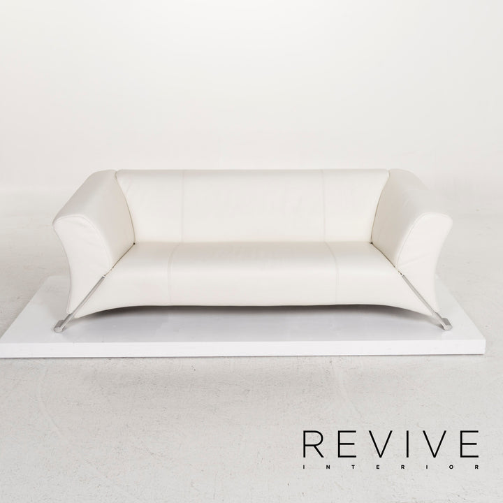 Rolf Benz 322 leather sofa white three-seater #13080