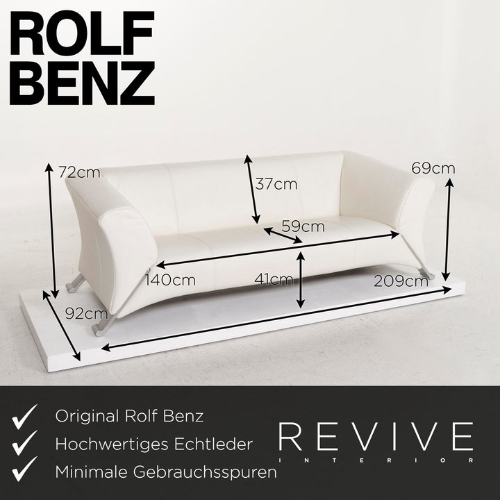 Rolf Benz 322 leather sofa white three-seater #13080