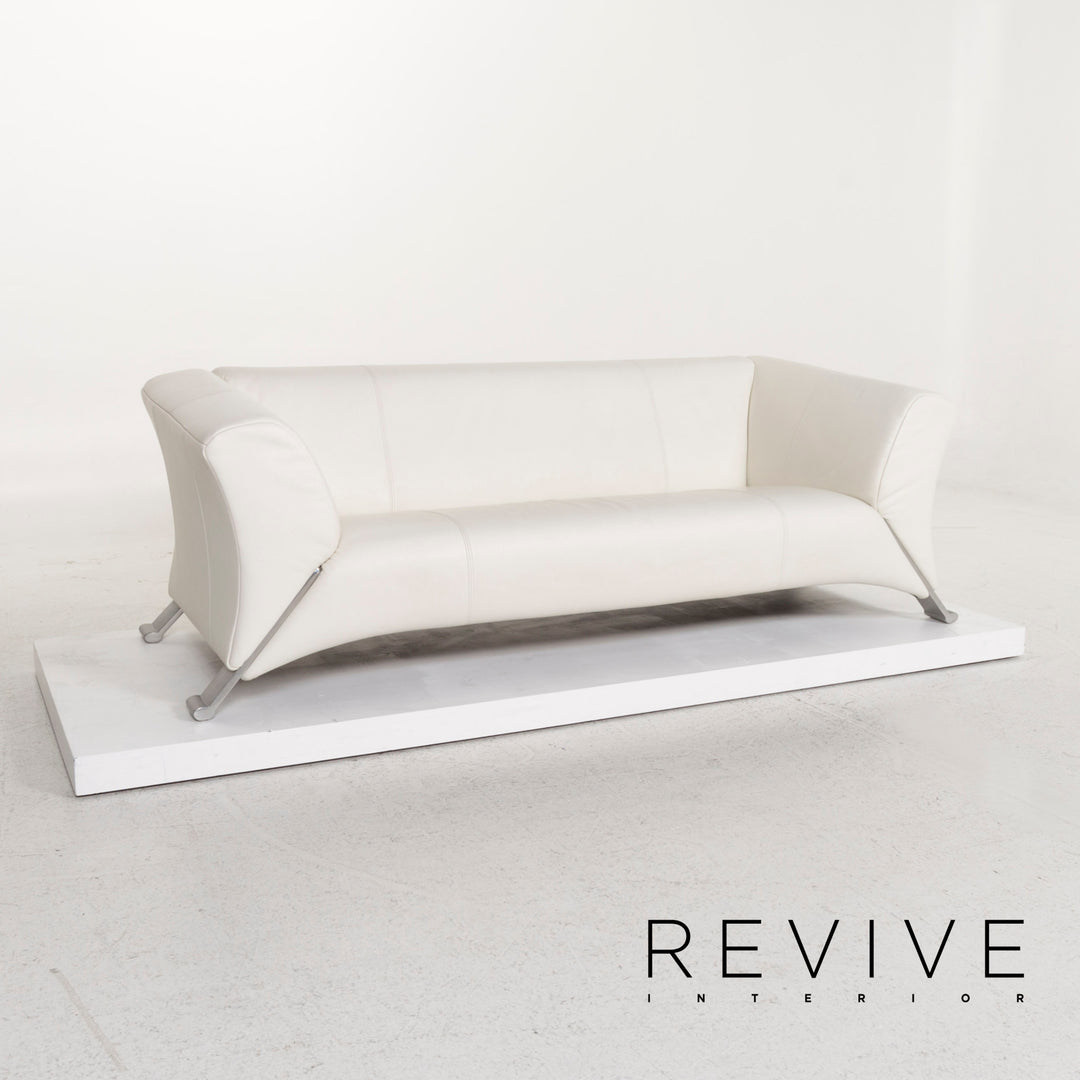 Rolf Benz 322 leather sofa white three-seater #13080