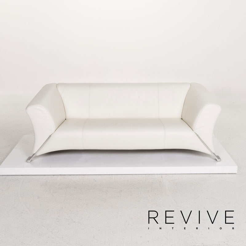 Rolf Benz 322 Leder Sofa Weiß Dreisitzer 