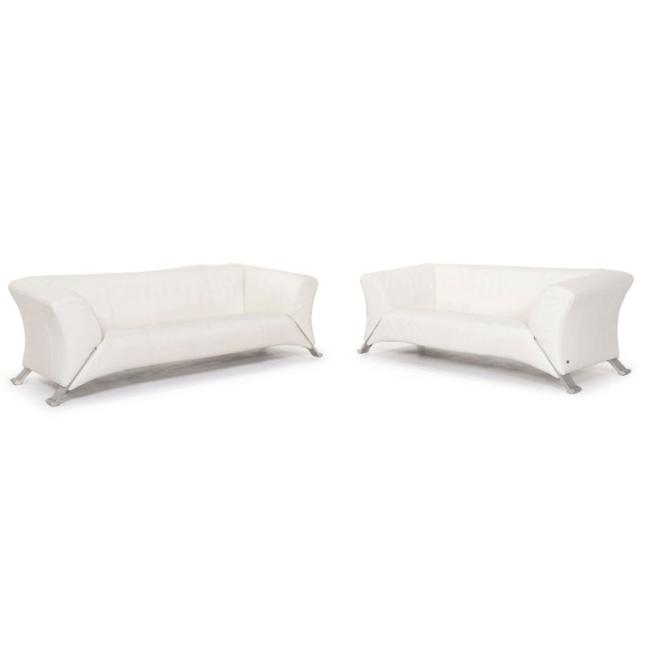 Rolf Benz 322 leather sofa white three-seater #13272