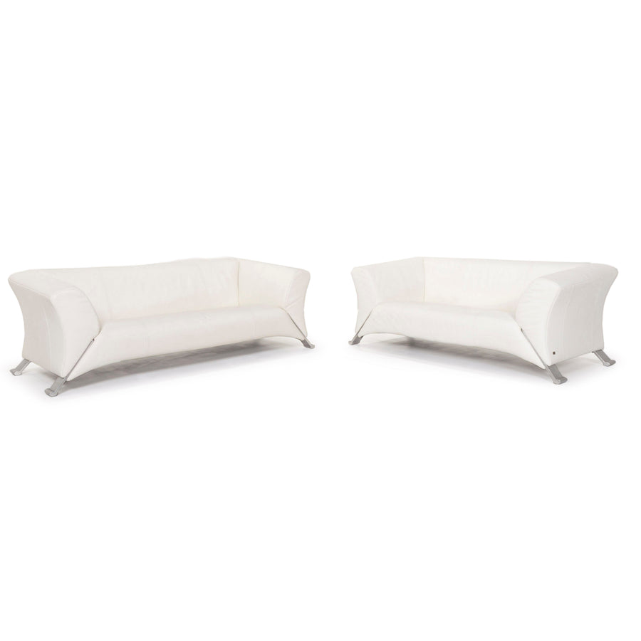 Rolf Benz 322 leather sofa white three-seater #13272