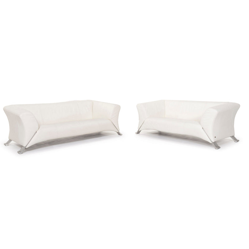 Rolf Benz 322 Leder Sofa Weiß Dreisitzer 