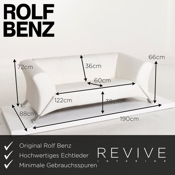 Rolf Benz 322 leather sofa white three-seater #13272