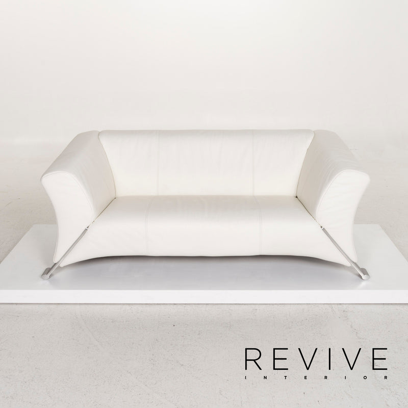 Rolf Benz 322 Leder Sofa Weiß Zweisitzer 