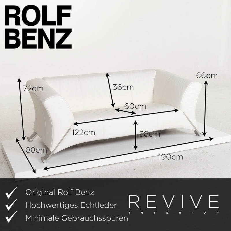 Rolf Benz 322 Leder Sofa Weiß Zweisitzer 