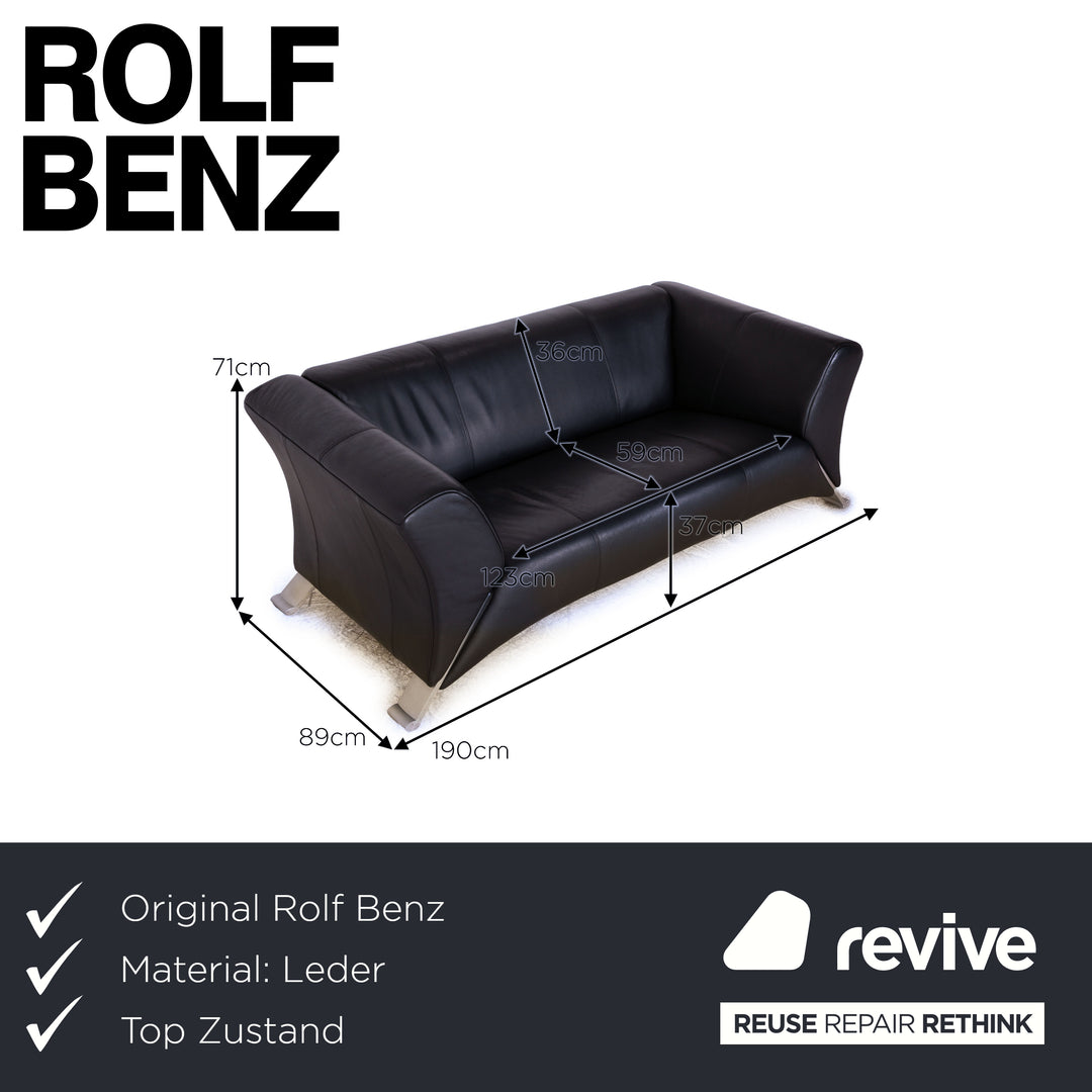 Rolf Benz 322 Leder Zweisitzer Blau Dunkelblau Sofa Couch