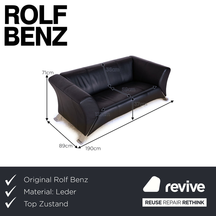 Rolf Benz 322 Leder Zweisitzer Blau Dunkelblau Sofa Couch