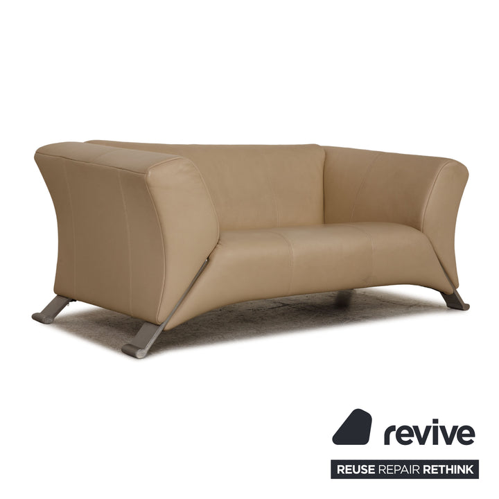 Rolf Benz 322 leather two-seater cream sofa couch