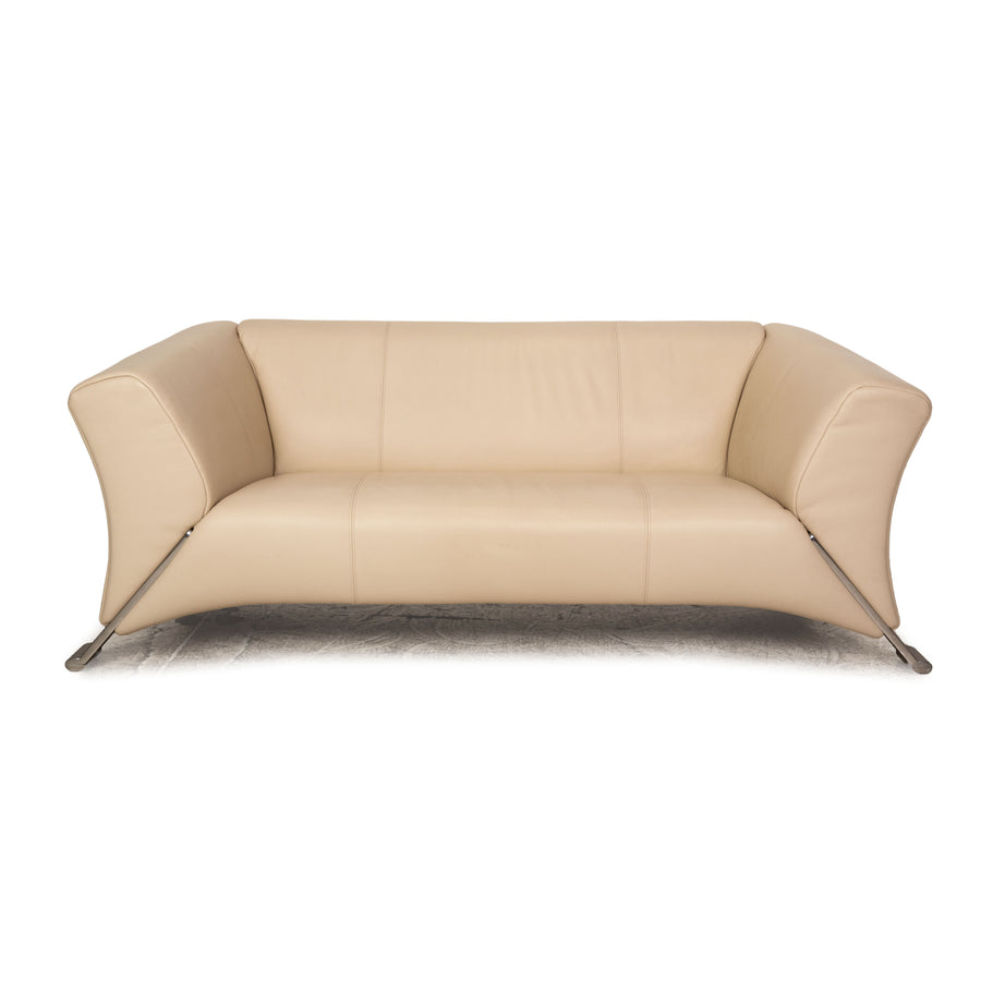 Rolf Benz 322 leather two-seater cream sofa couch