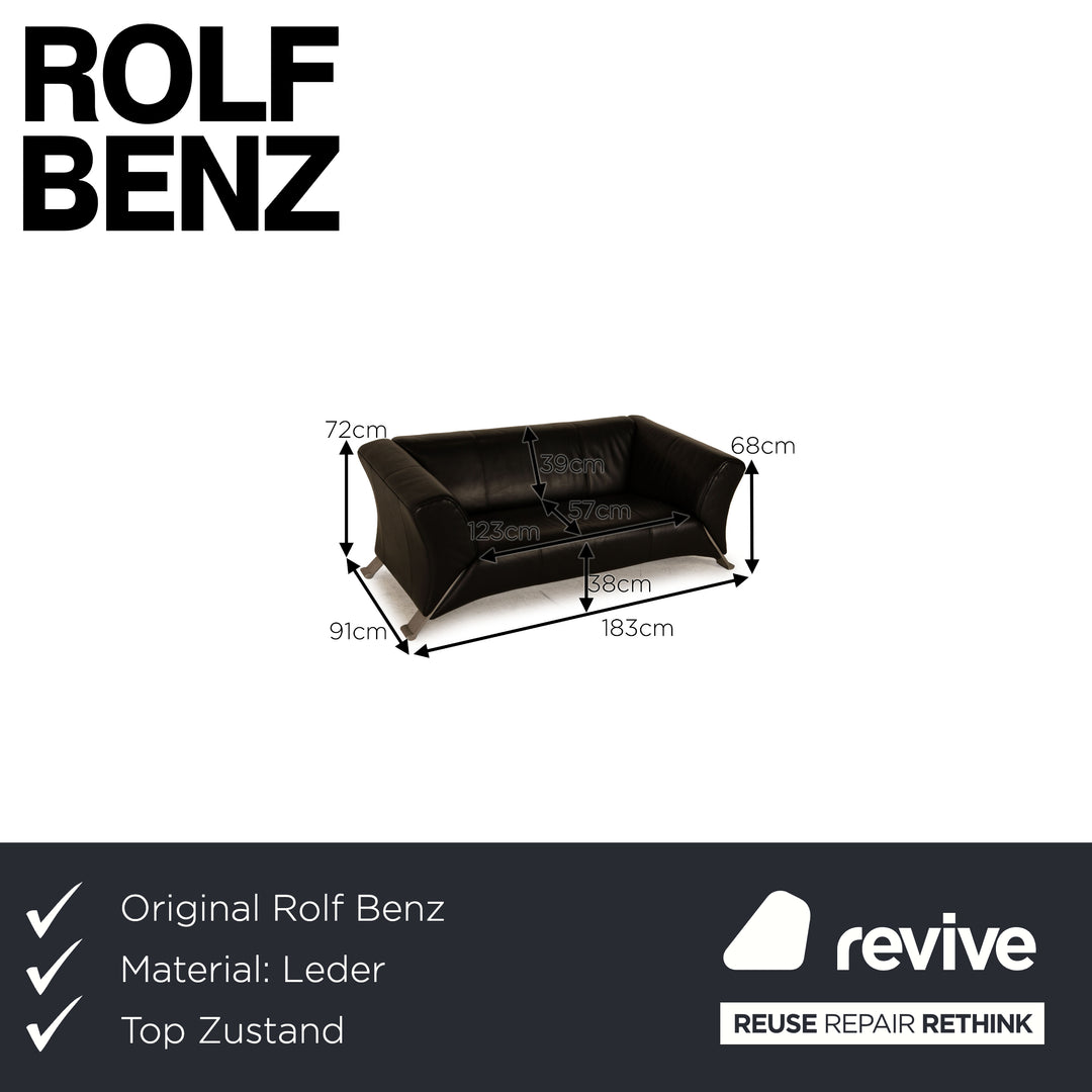 Rolf Benz 322 leather two-seater black sofa couch
