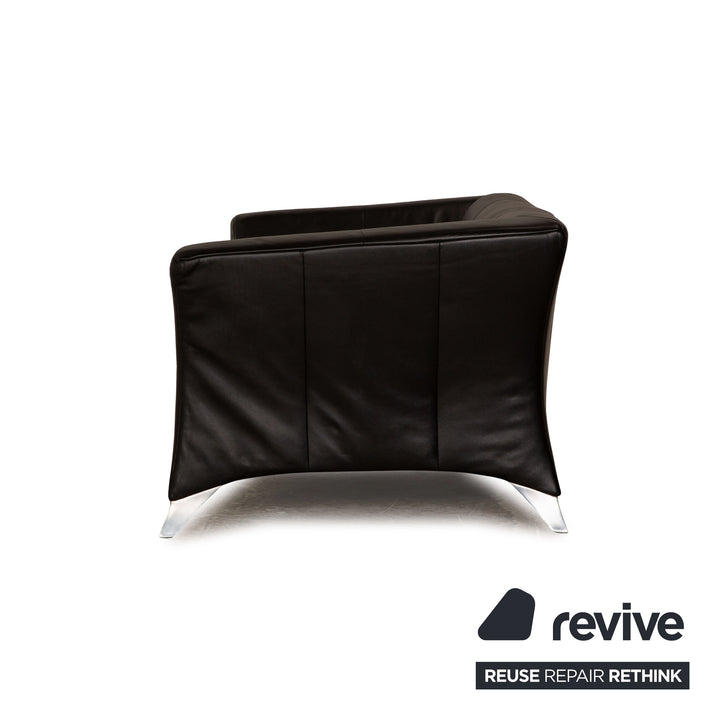 Rolf Benz 322 Leder Zweisitzer Schwarz Sofa Couch