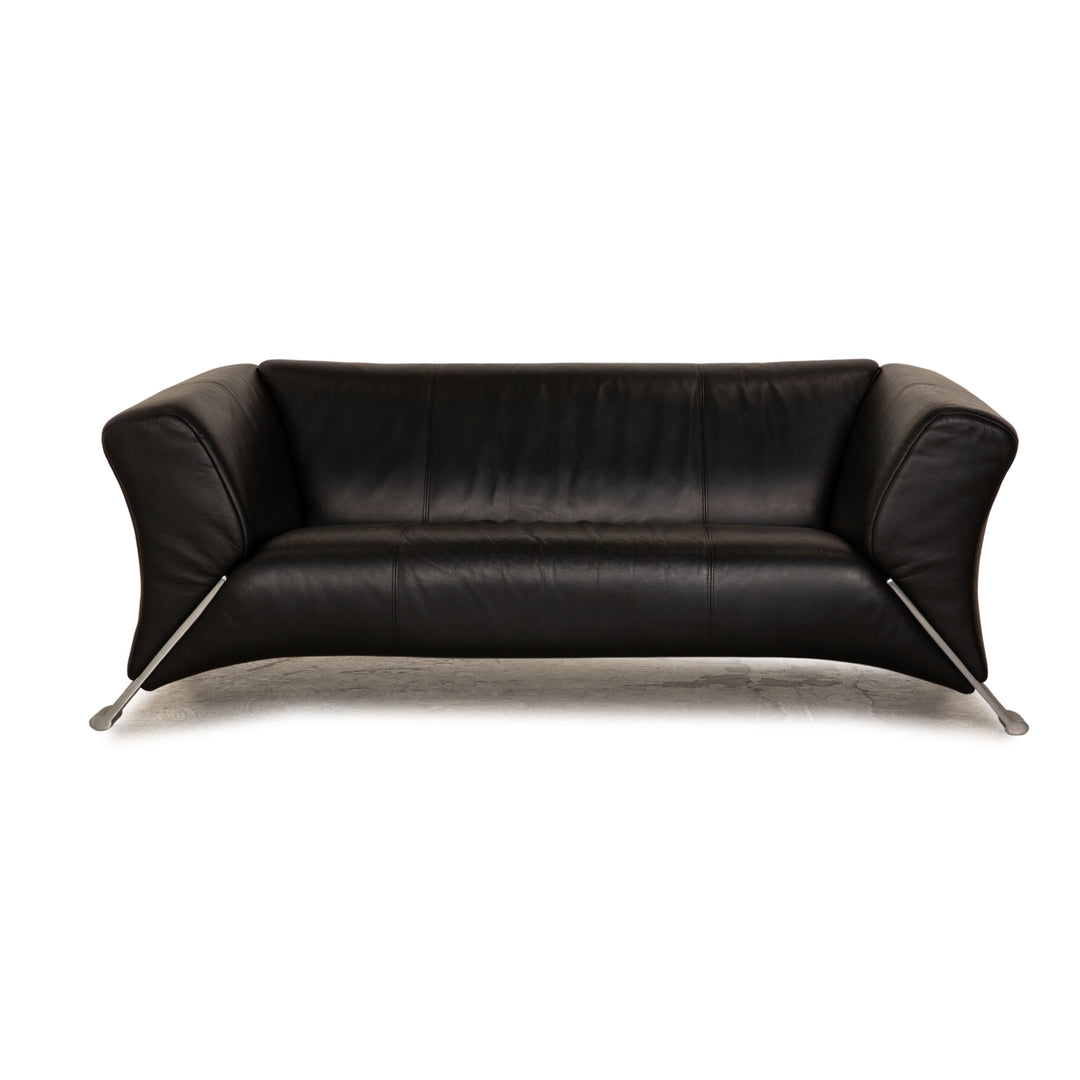 Rolf Benz 322 leather two-seater black sofa couch