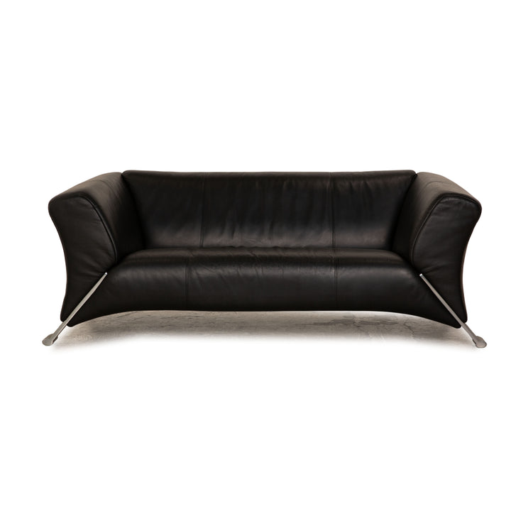 Rolf Benz 322 leather two-seater black sofa couch