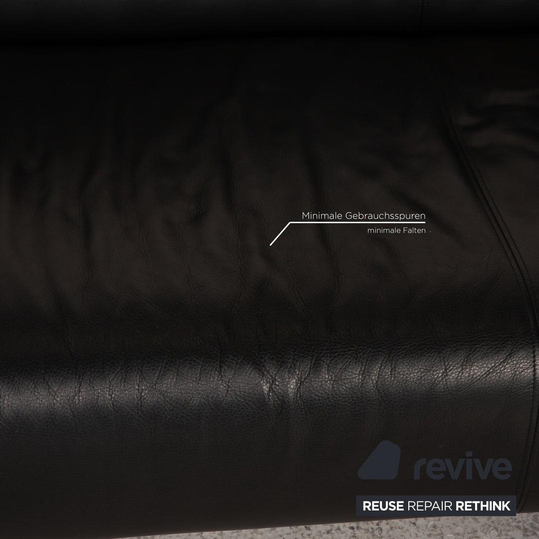 Rolf Benz 322 leather two-seater black sofa couch