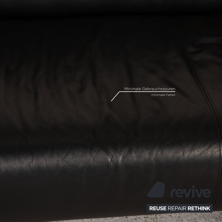 Rolf Benz 322 leather two-seater black sofa couch
