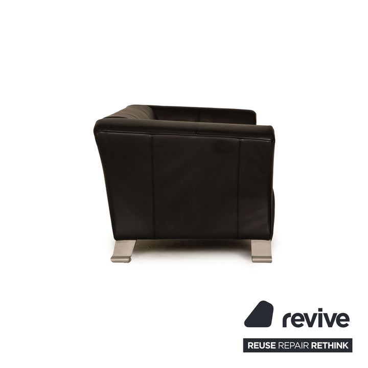 Rolf Benz 322 leather two-seater black sofa couch