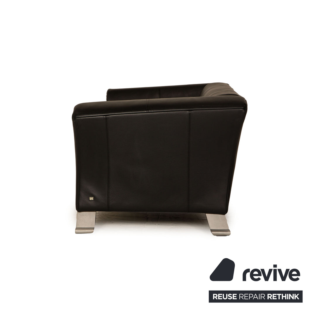 Rolf Benz 322 leather two-seater black sofa couch
